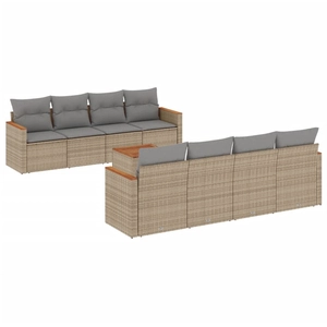 vidaXL Salon de jardin avec coussins 9pcs mélange beige résine tressée pas cher