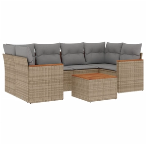 vidaXL Salon de jardin avec coussins 7pcs mélange beige résine tressée pas cher