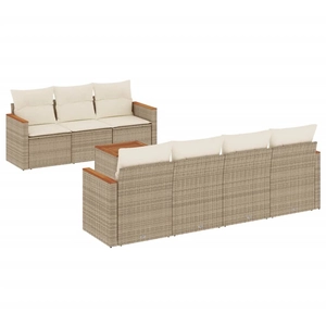 vidaXL Salon de jardin avec coussins 8 pcs beige résine tressée pas cher