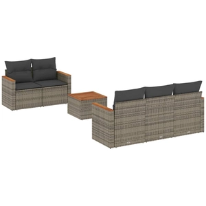 vidaXL Salon de jardin 6 pcs avec coussins gris résine tressée pas cher
