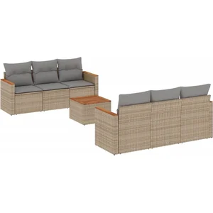 vidaXL Salon de jardin avec coussins 7pcs mélange beige résine tressée pas cher