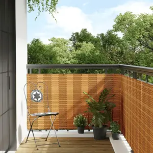 vidaXL Paravent de balcon marron clair 500x80 cm résine tressée pas cher