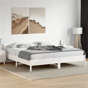 vidaXL Cadre de lit et tête de lit blanc 180x200 cm bois de pin massif pas cher