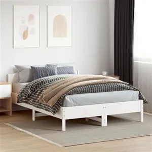 vidaXL Cadre de lit avec tête de lit blanc 160x200 cm bois pin massif pas cher