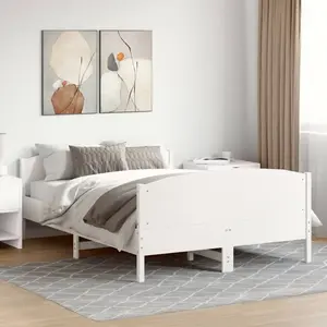 vidaXL Cadre de lit avec tête de lit blanc 120x200 cm bois pin massif pas cher