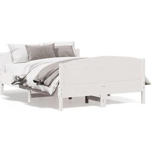 vidaXL Cadre de lit avec tête de lit blanc 120x190 cm bois pin massif pas cher