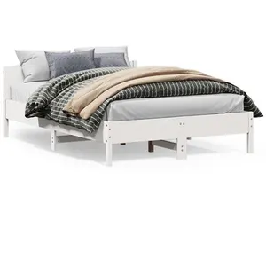 vidaXL Cadre de lit avec tête de lit blanc 150x200 cm bois pin massif pas cher