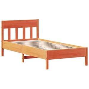 vidaXL Cadre de lit et tête de lit cire marron 180x200 cm bois de pin pas cher