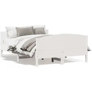 vidaXL Cadre de lit avec tête de lit blanc 160x200 cm bois pin massif pas cher
