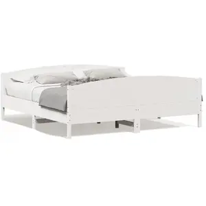vidaXL Cadre de lit et tête de lit blanc 200x200 cm bois de pin massif pas cher
