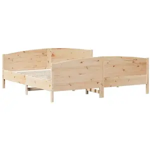vidaXL Cadre de lit avec tête de lit 180x200 cm bois de pin massif pas cher