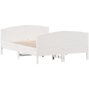 vidaXL Cadre de lit et tête de lit blanc 180x200 cm bois de pin massif pas cher