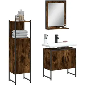 vidaXL Ensemble d'armoires de salle de bain 3 pcs chêne fumé pas cher