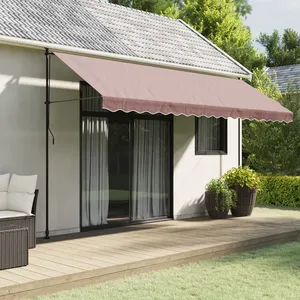vidaXL Tissu de remplacement de cantonnière d’auvent rayure marron pas cher
