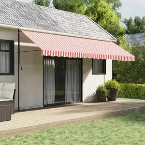 vidaXL Tissu de remplacement pour auvent rayures rouges et blanches pas cher