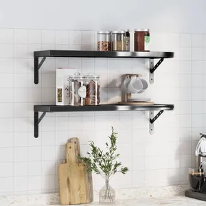 Comparateur de prix : vidaXL Étagères murales 2 pcs 75x23,5 cm noir acier inoxydable