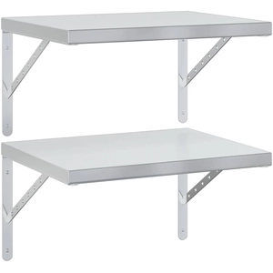 vidaXL Étagères murales 2 pcs 75x30 cm argenté acier inoxydable pas cher