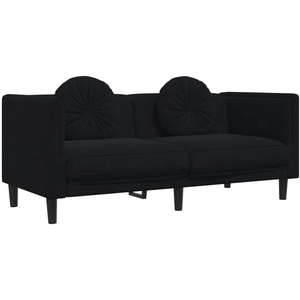 vidaXL Canapé avec coussins 2 places noir velours pas cher