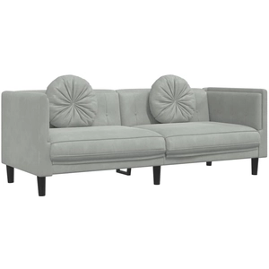 vidaXL Canapé avec coussins 3 places gris clair velours pas cher