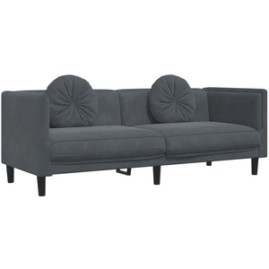 vidaXL Canapé avec coussins 3 places gris foncé velours pas cher