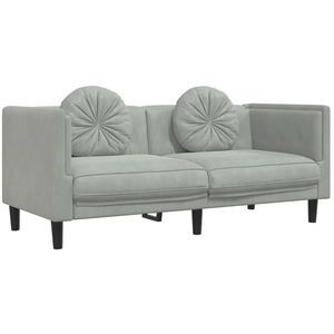 vidaXL Canapé avec coussins 2 places gris clair velours pas cher
