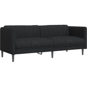 vidaXL Canapé à 3 places noir tissu pas cher