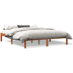 vidaXL Cadre de lit cire marron 150x200 cm bois de pin massif pas cher