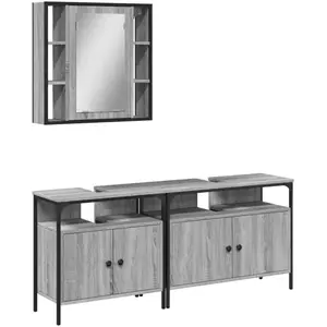 vidaXL Ensemble d'armoires de salle de bain 3 pcs sonoma gris pas cher