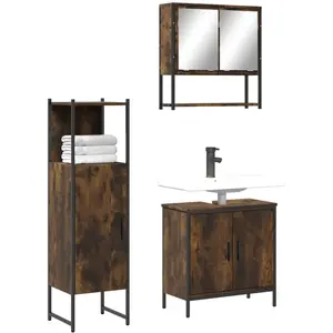 vidaXL Ensemble de meubles de salle de bain 3 pcs Chêne fumé pas cher