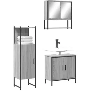 vidaXL Ensemble de meubles de salle de bain 3 pcs Sonoma gris pas cher