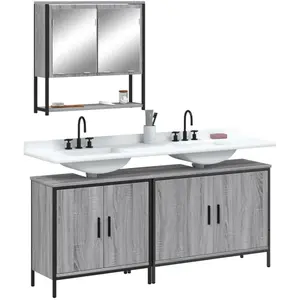 Comparateur de prix : vidaXL Ensemble de meubles de salle de bain 3 pcs Sonoma gris