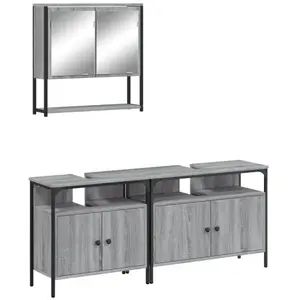 vidaXL Ensemble de meubles de salle de bain 3 pcs Sonoma gris pas cher