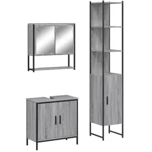Comparateur de prix : vidaXL Ensemble de meubles de salle de bain 3 pcs Sonoma gris