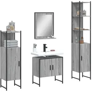 vidaXL Ensemble d'armoires de salle de bain 4 pcs sonoma gris pas cher