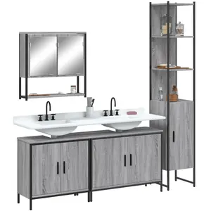 Comparateur de prix : vidaXL Ensemble de meubles de salle de bain 4 pcs Sonoma gris