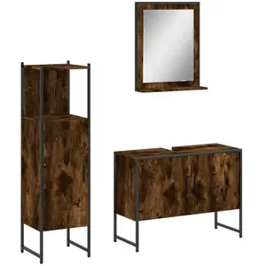 vidaXL Ensemble d'armoires de salle de bain 3 pcs chêne fumé pas cher