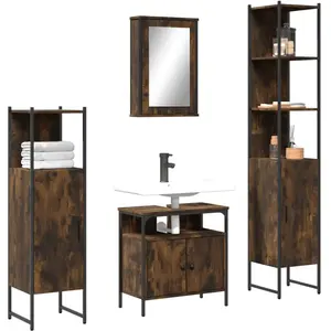 Comparateur de prix : vidaXL Ensemble de meubles de salle de bain 4 pcs Chêne fumé Bois