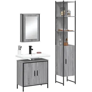 vidaXL Ensemble de meubles de salle de bain 3 pcs Sonoma gris pas cher