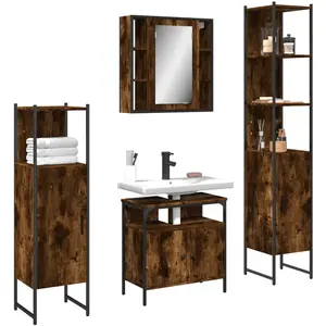 vidaXL Ensemble d'armoires de salle de bain 4 pcs chêne fumé pas cher