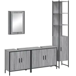 vidaXL Ensemble de meubles de salle de bain 4 pcs Sonoma gris pas cher