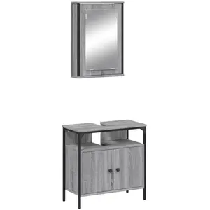 Comparateur de prix : vidaXL Ensemble de meubles de salle de bain 2 pcs Sonoma gris
