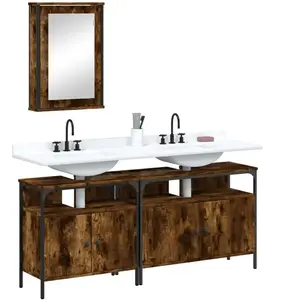 vidaXL Ensemble de meubles de salle de bain 3 pcs Chêne fumé pas cher