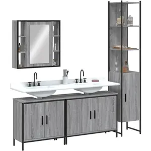 Comparateur de prix : vidaXL Ensemble d'armoires de salle de bain 4 pcs sonoma gris