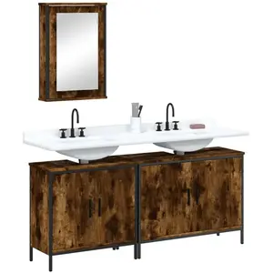 vidaXL Ensemble de meubles de salle de bain 3 pcs Chêne fumé pas cher