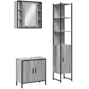 Comparateur de prix : vidaXL Ensemble d'armoires de salle de bain 3 pcs sonoma gris