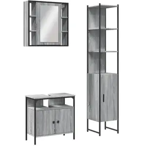 vidaXL Ensemble d'armoires de salle de bain 3 pcs sonoma gris pas cher