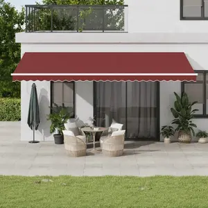 vidaXL Auvent rétractable automatique avec LED bordeaux 600x300 cm pas cher