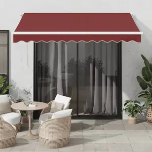 vidaXL Auvent rétractable automatique avec LED bordeaux 300x250 cm