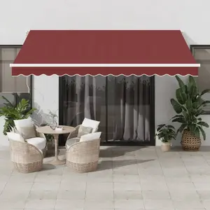vidaXL Auvent rétractable automatique avec LED bordeaux 400x300 cm pas cher