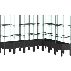 vidaXL Jardinière avec treillis noir 200x160x142,5 cm PP pas cher